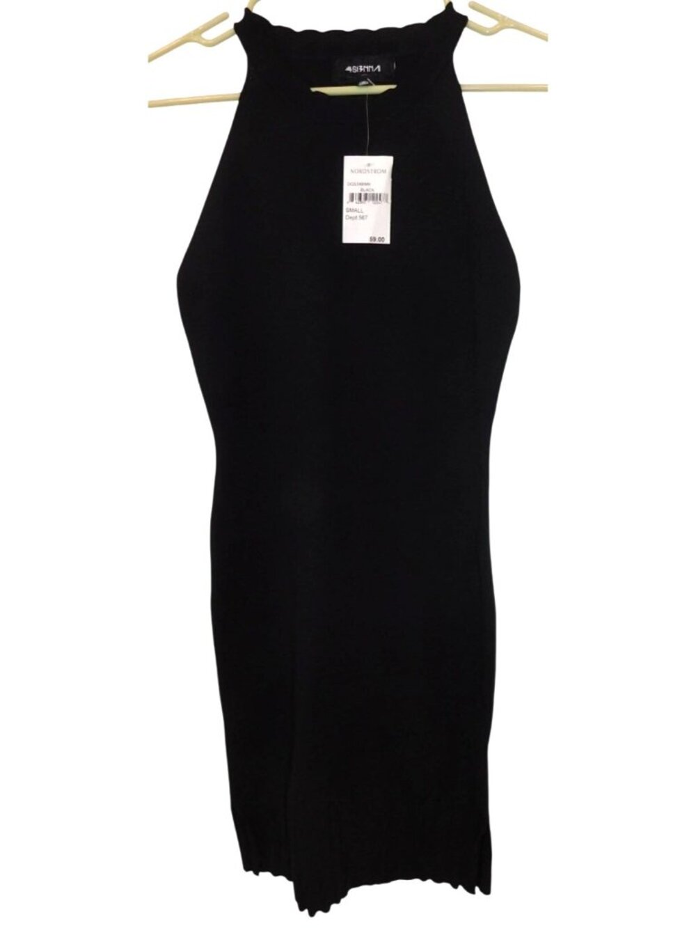 NWT 4SIENNA Womens Sz S Black Dress Sleeveless Minimalist Bodycon Capsule Modern
